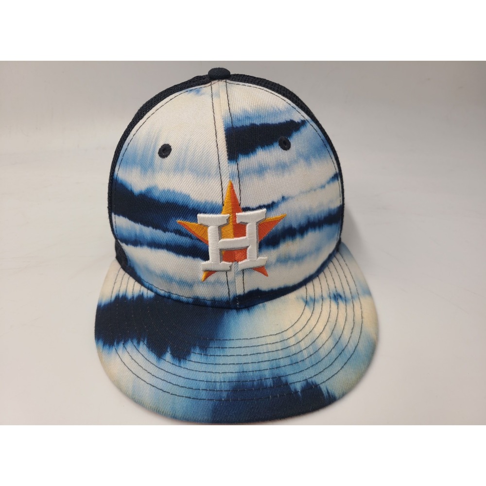 Houston Astros Tie Dye New Era 9Fifty Mesh Trucker Snapback Hat Cap Blue White